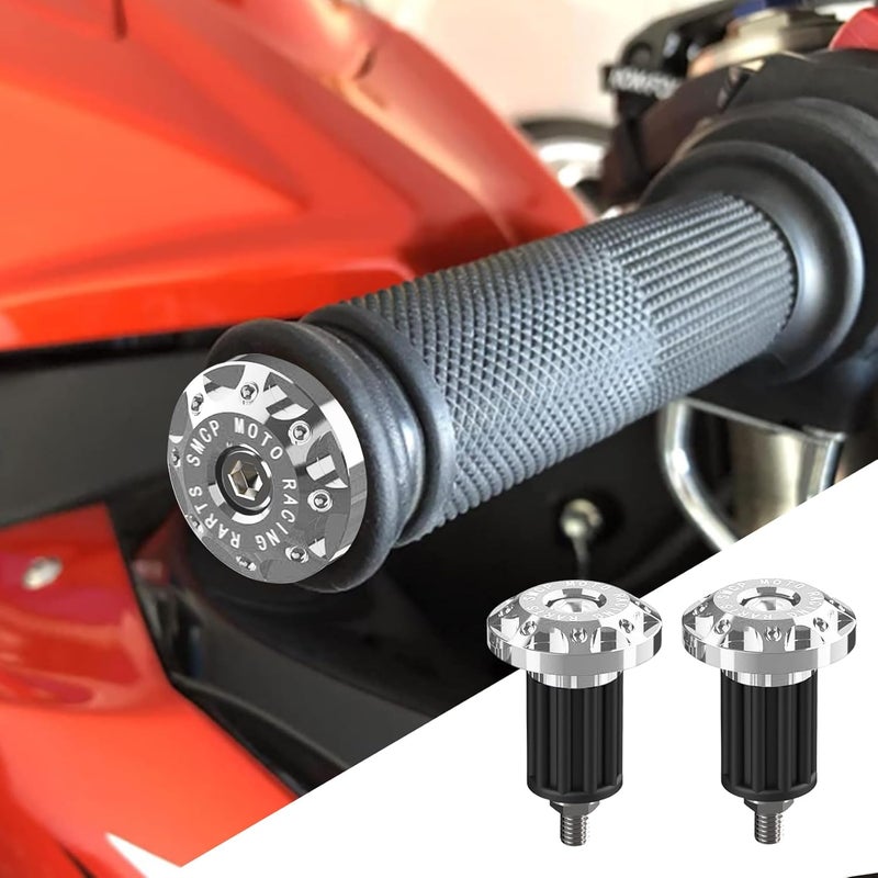 Lecctso 2PCS Universal Motorcycle Bar End Plug, Aluminum Alloy Handlebar Grip End Caps, 7/8" 22mm Moto Grips Ends Replacement for Kawasaki, Suzuki, Yamaha, Ducati - Image 1